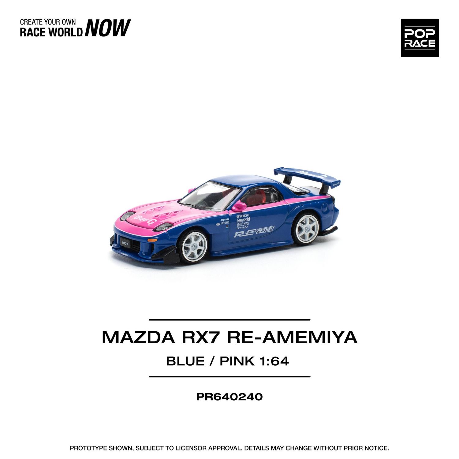 1:64 Pop Race Limited - Mazda RX7 Re-Amemiya, blue/pink