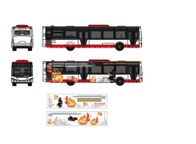 Siku - Neoplan City Bus with stickers, white/red Siku - Neoplan City Bus with stickers, white/red