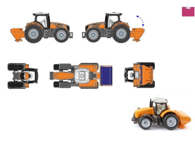 Siku - Massey Ferguson with salt spreader, orange Siku - Massey Ferguson with salt spreader, orange