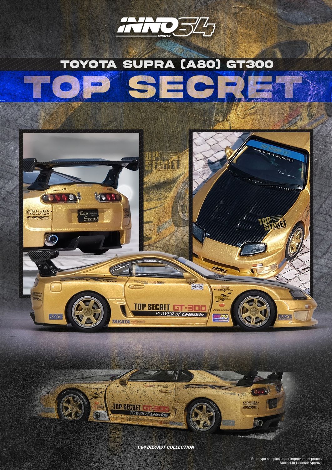 1:64 Inno64 - Toyota Supra (A80) Top Secret GT300, gold