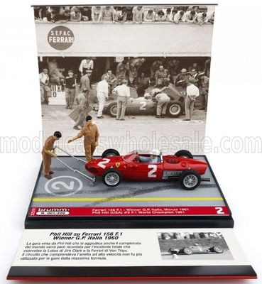 1:43 Brumm Prom - Ferrari F1 Diorama 156 #2 World Champion Winner Italy Monza GP 1961 P. Hill *With Figures*