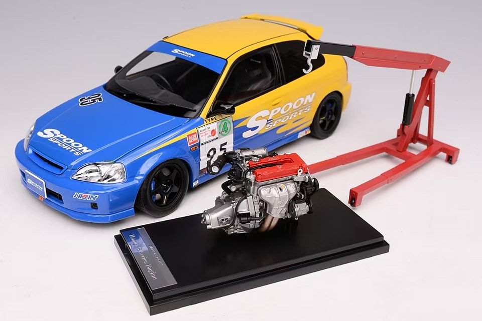 1:18 Motorhelix - 1999 Honda Civic EK9 Type R Spoon #95 *White Extra Engine & Accessories*