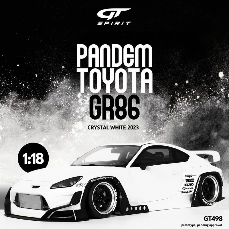 1:18 GT Spirit - 2023 Pandem Toyota GR86 Crystal White 1:18 GT Spirit - 2023 Pandem Toyota GR86 Crystal White