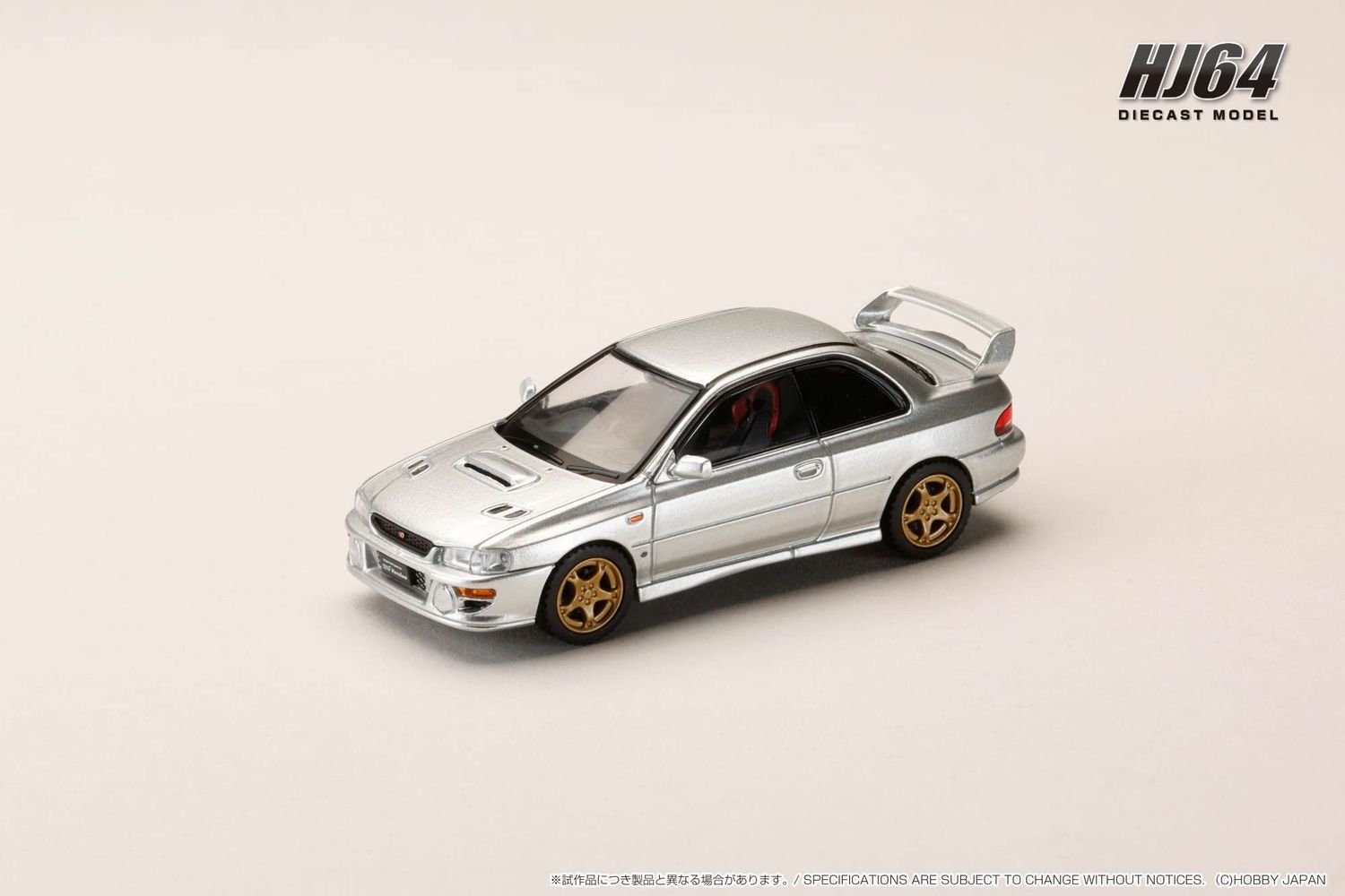 1:64 Hobby Japan - SUBARU Impreza PURE SPORTS COUPE WRX type R STi Version WR Type Front Bumper, arctic silver metallic