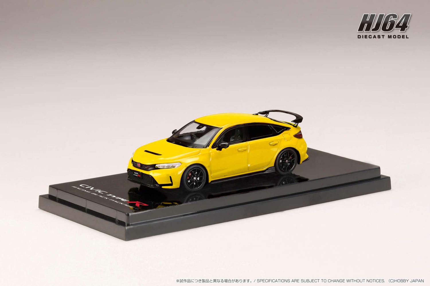 1:64 Hobby Japan - Honda Civic Type R (FL5), Racing Black Package 2025, yellow-customized color version