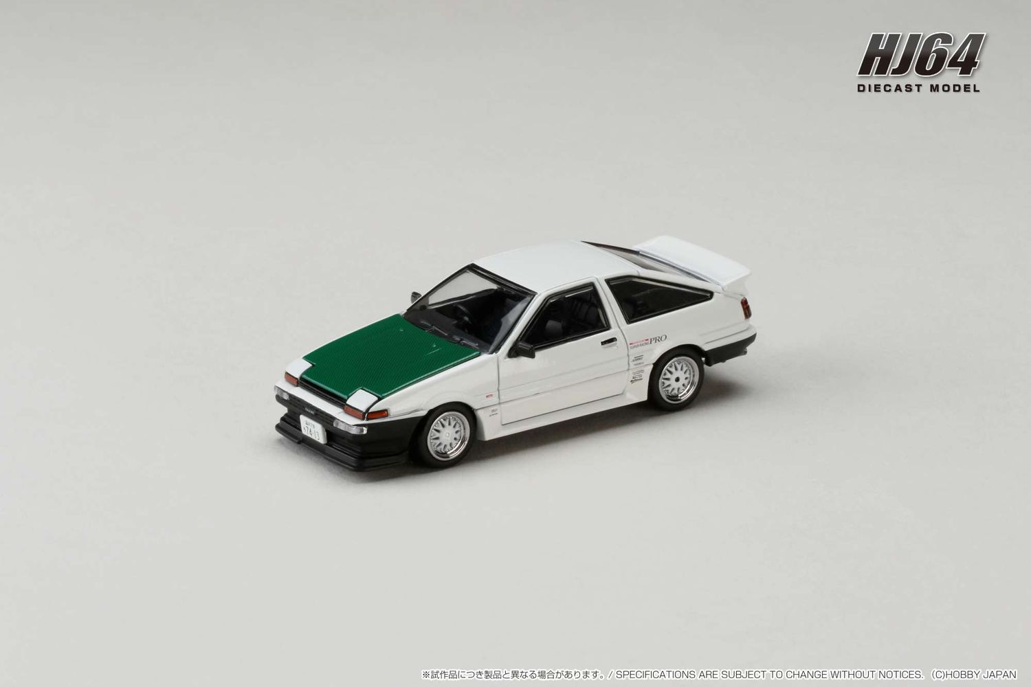 1:64 Hobby Japan - Toyota Sprinter Trueno (AE86) Dori Dori mesh wheel, white/green