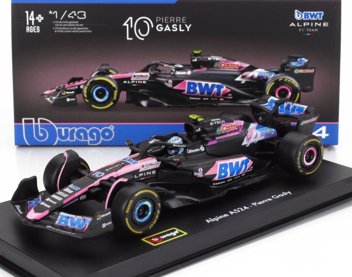 1:43 Bburago Signature - Alpine F1 A524 Team BWT Alpine #10 Season 2024 Pierre Gasly - Mit Fahrer & Vitrine