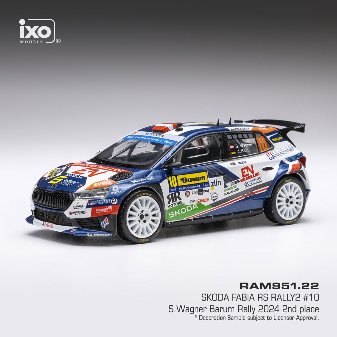 1:43 Ixo - Skoda Fabia Rally2 #10 Barum Rally S.Wagner J.Hain
