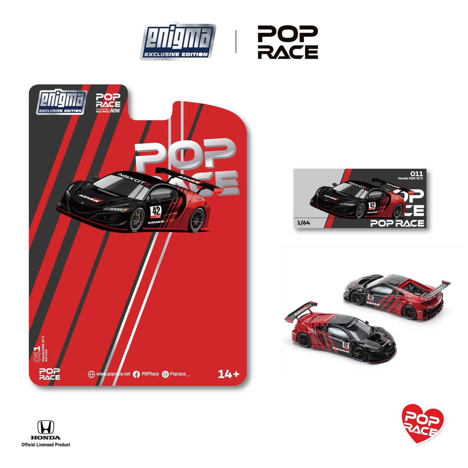 1:64 Pop Race Limited - Honda NSX GT3 EVO22 *ADVAN* *Enigma Exclusive*