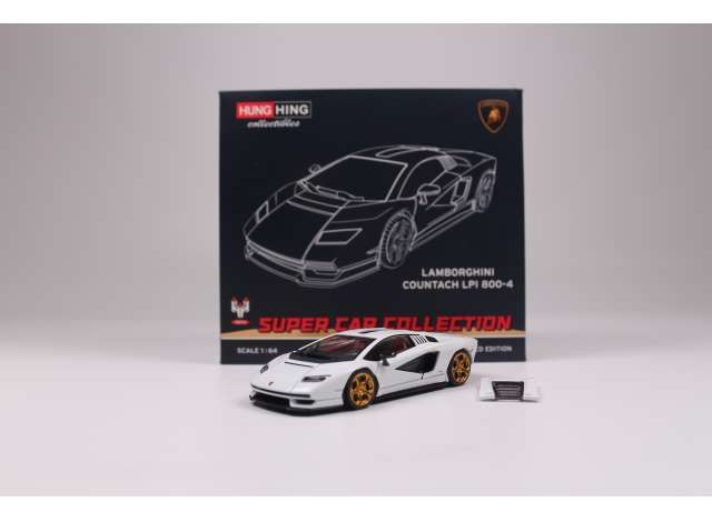 1:64 Hung Hing Toys - Lamborghini Countach LPI 800-4 *Super Car Collection*, white with gold wheel rims 1:64 Hung Hing Toys - Lamborghini Countach LPI 800-4 *Super Car Collection*, white with gold wheel rims