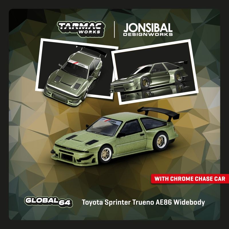 1:64 Tarmac - Toyota Sprinter Trueno AE86 Widebody, green 1:64 Tarmac - Toyota Sprinter Trueno AE86 Widebody, green