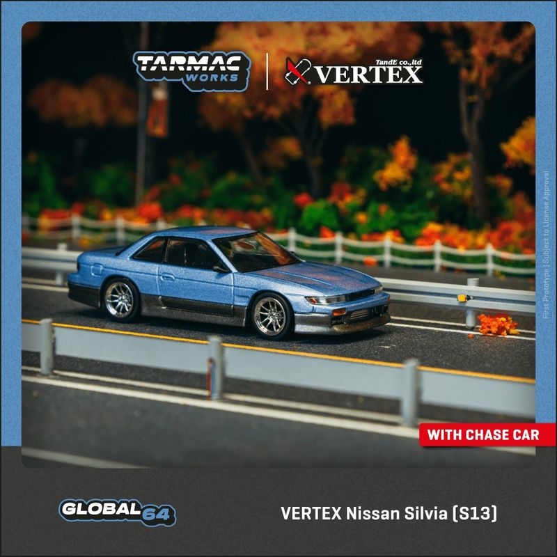 1:64 Tarmac - VERTEX Nissan Silvia (S13), blue/grey 1:64 Tarmac - VERTEX Nissan Silvia (S13), blue/grey