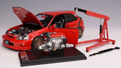 1:18 Motorhelix - 1999 Honda Civic EK9 Type R Mugen Red *With Extra Engine & Accessories* 1:18 Motorhelix - 1999 Honda Civic EK9 Type R Mugen Red *With Extra Engine & Accessories*