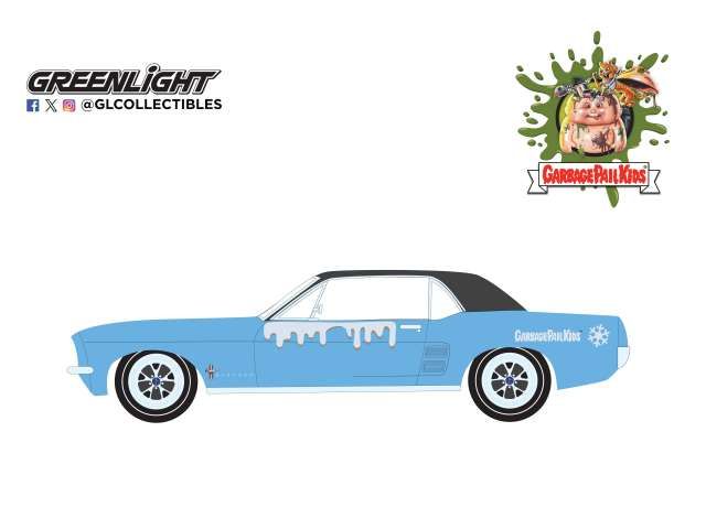 1:64 Greenlight - 1967 Ford Mustang Coupe with Trunk Ski Rack and Skis, Skiin’ Ian *Garbage Pail Kids Series 8*