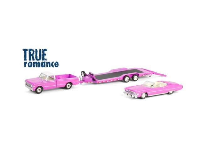 1:64 Greenlight - 1974 Cadillac Eldorado Convertible (Top Down) with 1972 Chevrolet C30 & Heavy Duty Car Hauler True Romance (1993) *Hollywood Hitch & Tow Series 13*