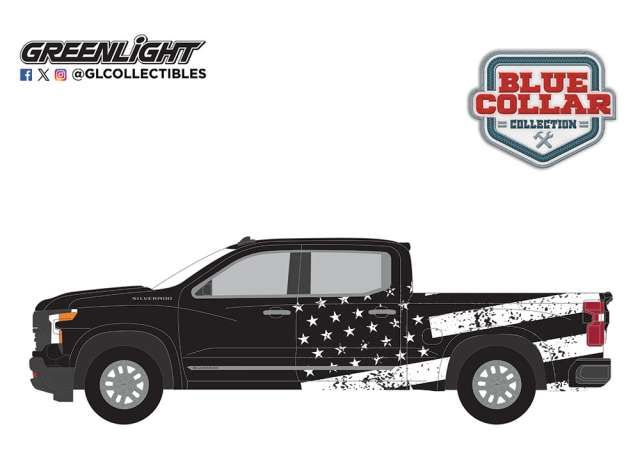 1:64 Greenlight - 2023 Chevrolet Silverado – Stars & Stripes *Blue Collar Collection Series 14*