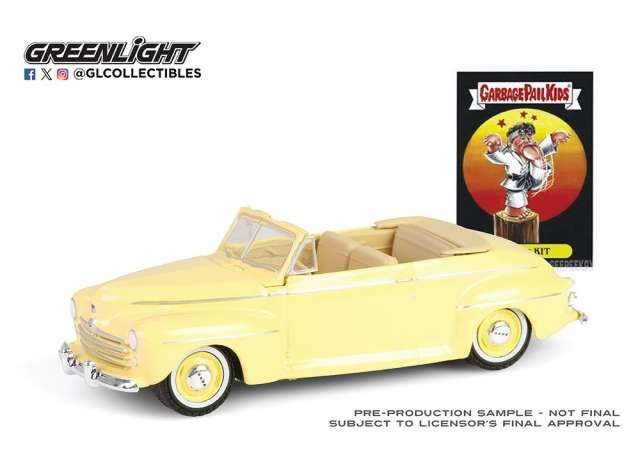 1:64 Greenlight - 1947 Ford Super De Luxe Convertible Club Coupe- Karate Kit *Garbage Pail Kids Series 7*, yellow