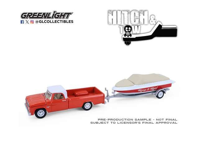 1:64 Greenlight - 1967 Dodge D-100 with Boat and Trailer *Hitch & Tow Series 33*