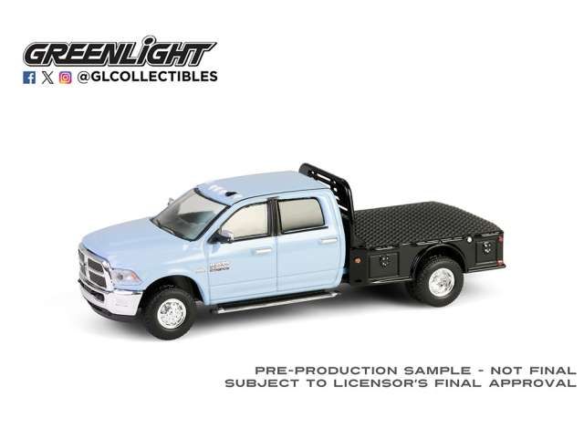 1:64 Greenlight - 2018 Ram 3500 Dually Flatbed Robin’s Egg Blue *Dually Drivers Series 16*, blue