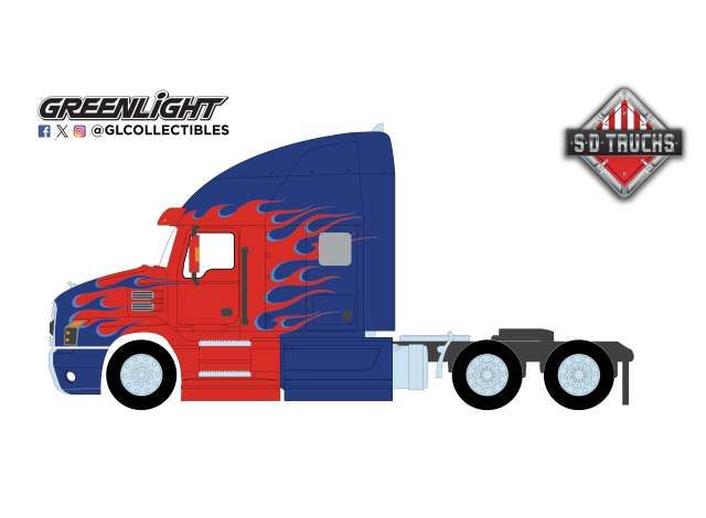 1:64 Greenlight -  2019 Mack Anthem Truck Cab *S.D. Trucks Series 20*, red/blue flames