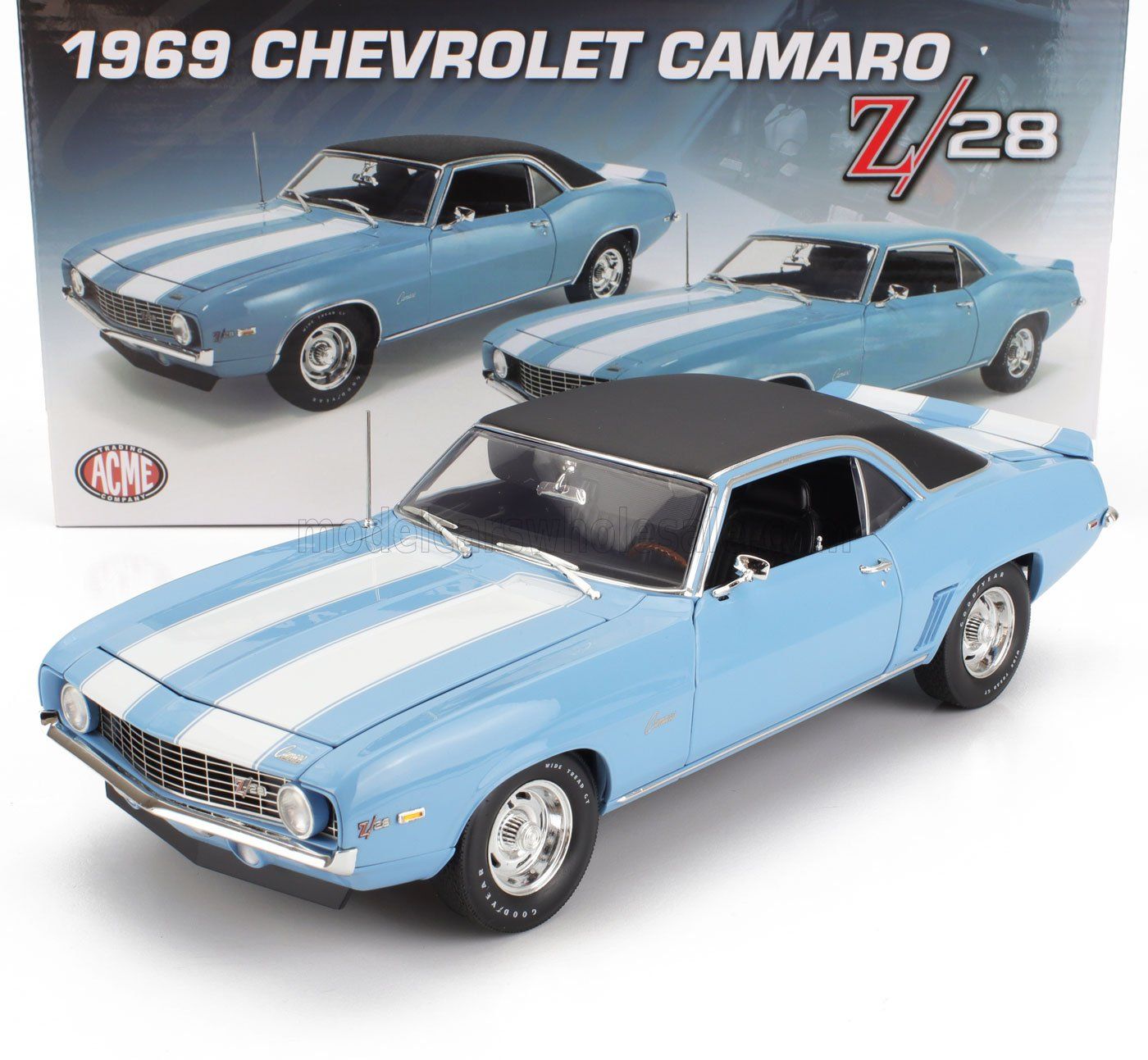 1:18 ACME - 1969 Chevrolet Camaro Z/28, Carolina blue with vinyl top