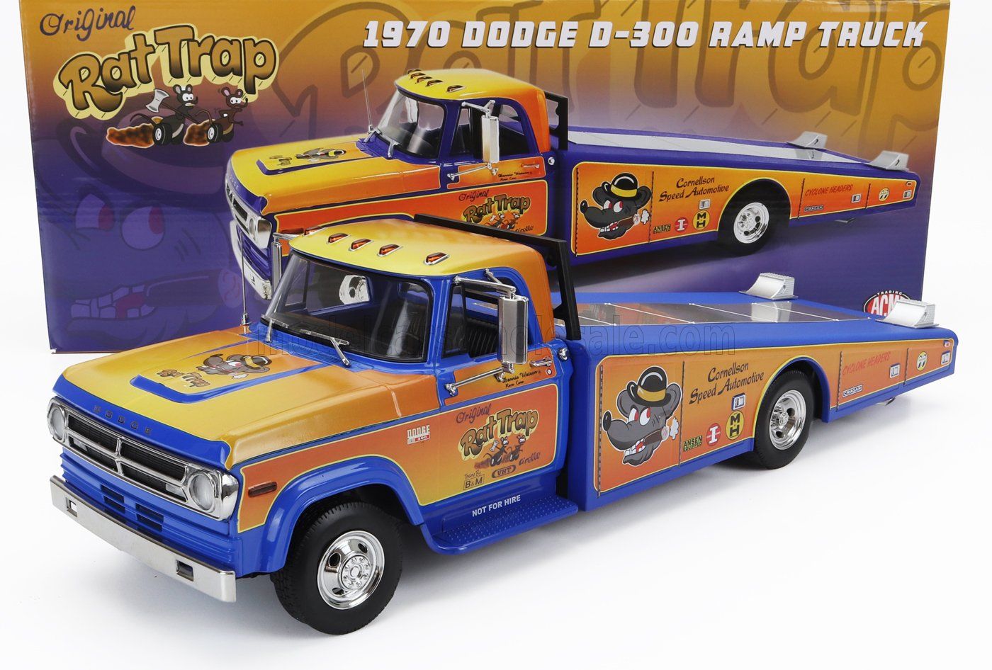 1:18 ACME - 1970 Dodge D-300 Ramp Truck *Rat Trap*, orange/blue