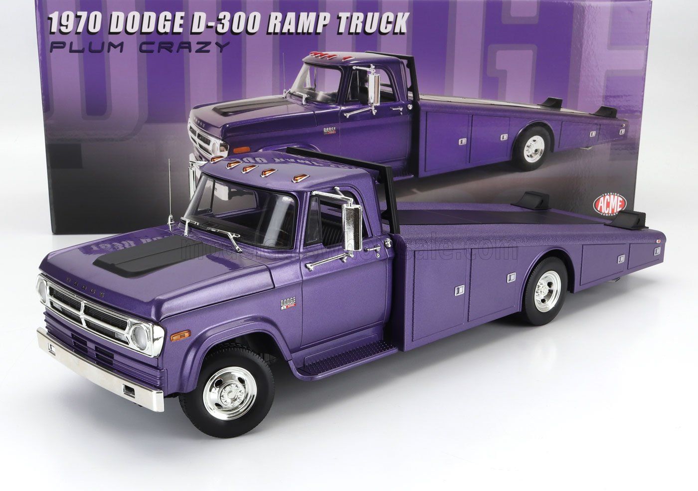 1:18 ACME - 1970 Dodge D300 Ramp Truck, Mopar plum crazy