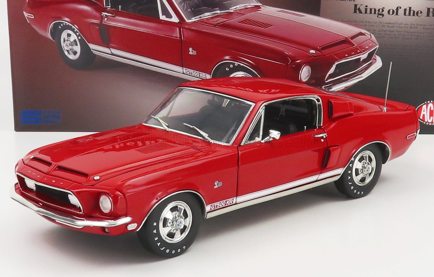 1:18 ACME - 1968 Shelby GT500 KR - King of the Road - 1968 Shelby AD Car Candy Apple Red