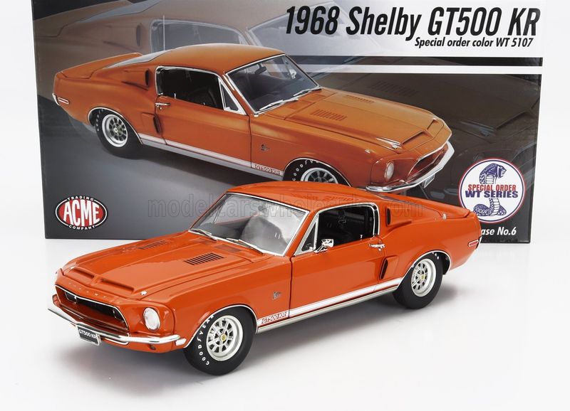 1:18 ACME - 1968 Shelby GT500 KR - WT Color Code 5107 - WT #6 Orange - WT5107 1:18 ACME - 1968 Shelby GT500 KR - WT Color Code 5107 - WT #6 Orange - WT5107