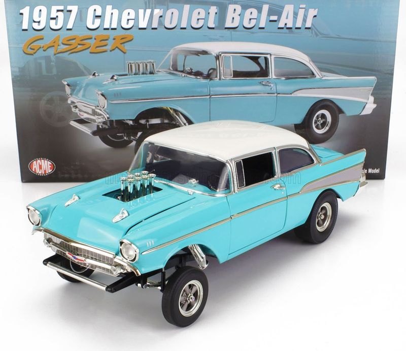 1:18 ACME - 1957 Chevrolet Bel Air Gasser Larkspur Blue - Black Interior 1:18 ACME - 1957 Chevrolet Bel Air Gasser Larkspur Blue - Black Interior