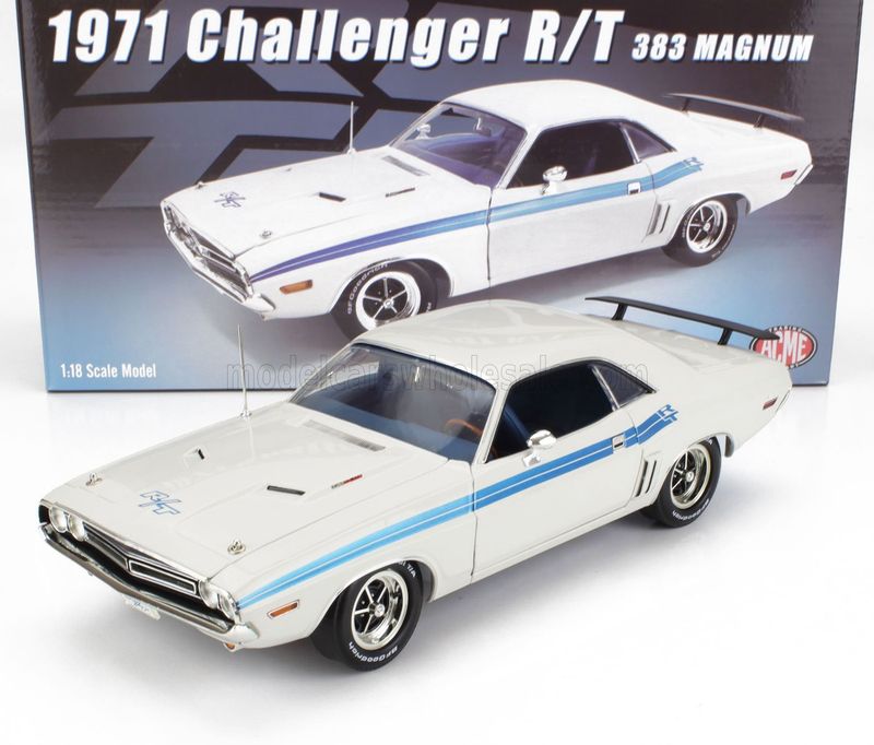 1:18 ACME - 1971 Dodge Challenger R/T White with Blue Stripes 1:18 ACME - 1971 Dodge Challenger R/T White with Blue Stripes