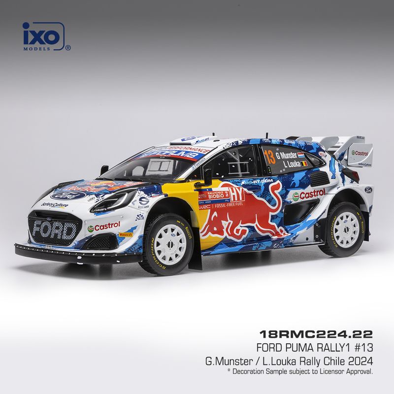 1:18 Ixo - Ford Puma Rally1 WRC #13 Rally Chile G.Munster L.Louka 1:18 Ixo - Ford Puma Rally1 WRC #13 Rally Chile G.Munster L.Louka