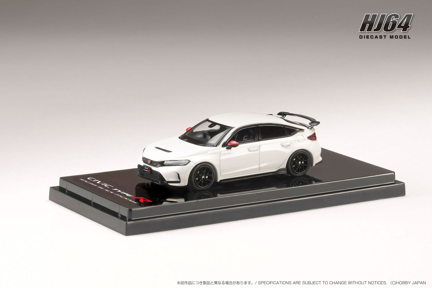 1:64 Hobby Japan - Honda Civic Type R (FL5), Racing Black Package/Genuine Optional Parts with tailgate spoiler, championship white