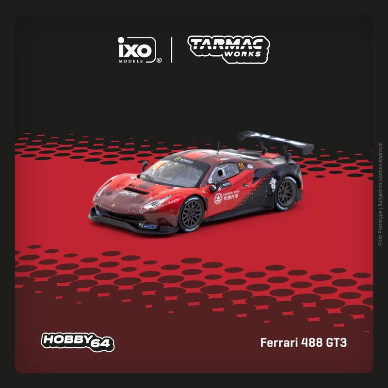 1:64 Tarmac - 2022 Ferrari 488 GT3 #51 Chen Weian, Macau GT Cup 2022 Harmony Racing 1:64 Tarmac - 2022 Ferrari 488 GT3 #51 Chen Weian, Macau GT Cup 2022 Harmony Racing