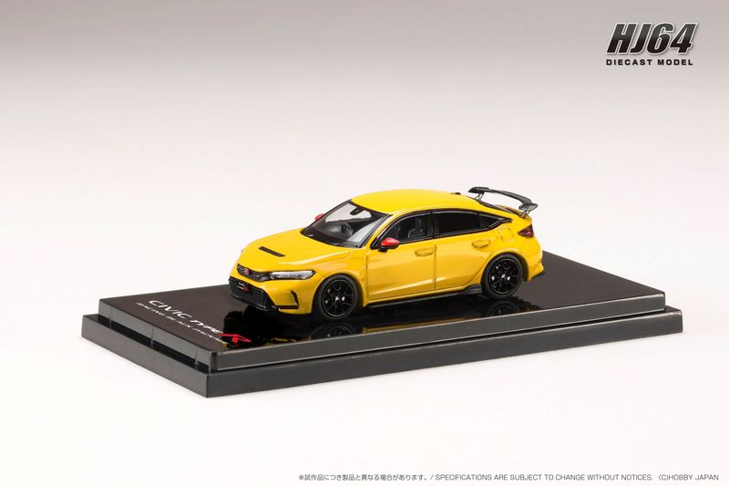 1:64 Hobby Japan - Honda Civic Type R (FL5), Racing Black Package/Genuine Optional Parts with tailgate spoiler, yellow 1:64 Hobby Japan - Honda Civic Type R (FL5), Racing Black Package/Genuine Optional Parts with tailgate spoiler, yellow