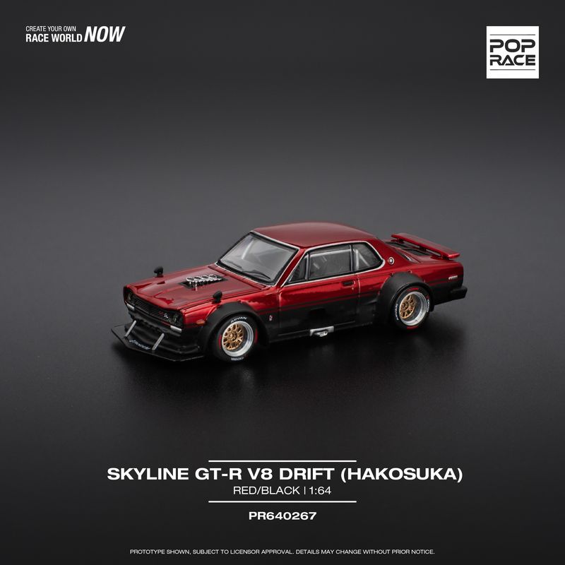 1:64 Pop Race Limited - Nissan Skyline GT-R V8 Drift *Hakosuka*, black/red 1:64 Pop Race Limited - Nissan Skyline GT-R V8 Drift *Hakosuka*, black/red