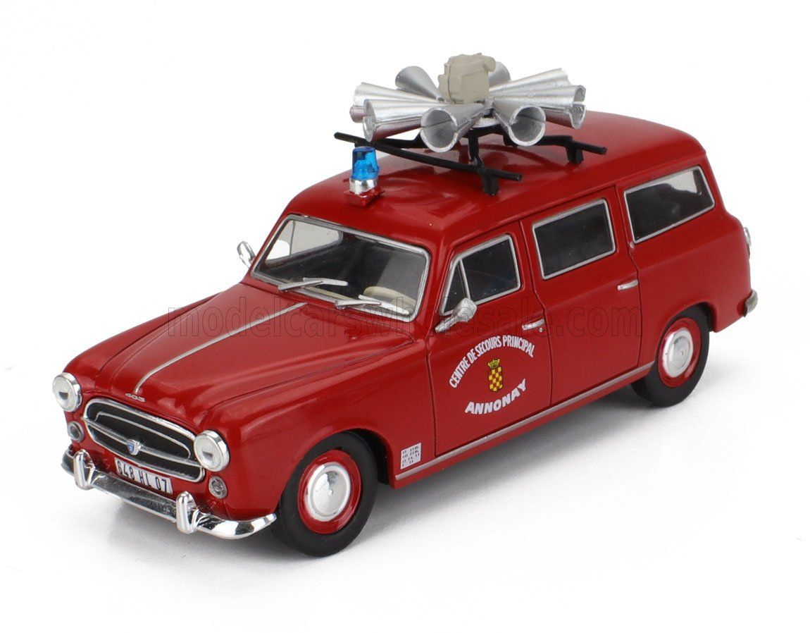 1:43 Hechette - PEUGEOT - 403 SW STATION WAGON FIRE ENGINE CENTRE DE SECOURS PRINCIPAL ANNONAY 1969