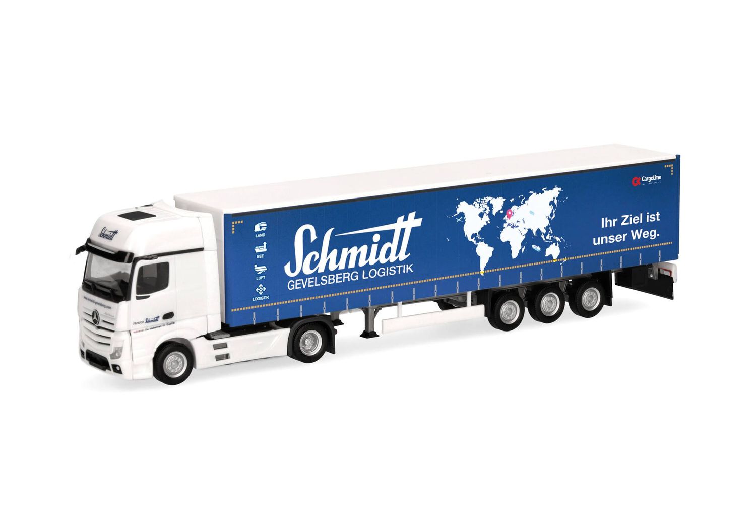 1:87 Herpa - Mercedes-Benz Actros Bigspace Gardinenplanen-Sattelzug "Schmidt Gevelsberg"