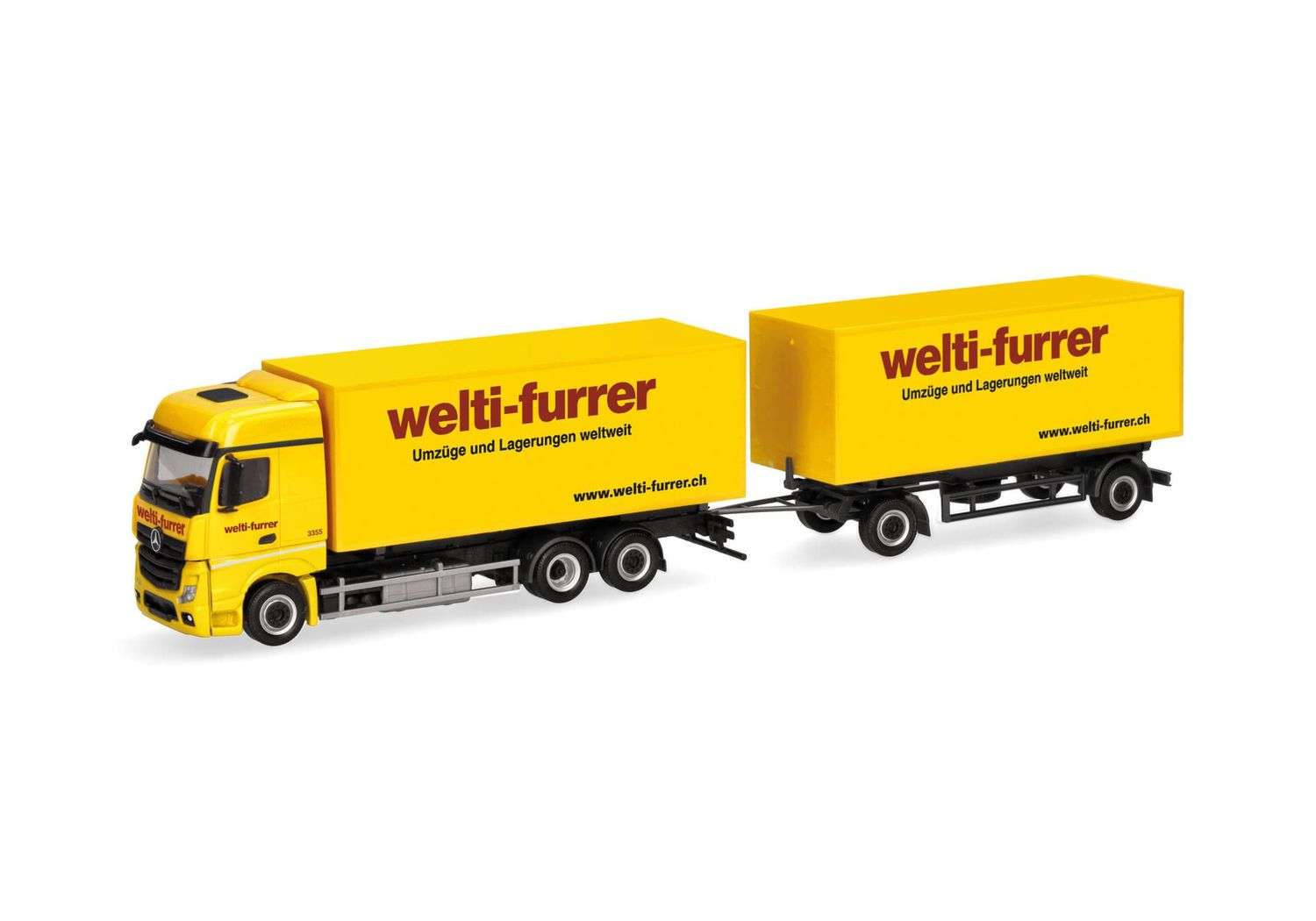 1:87 Herpa - Mercedes-Benz Actros Bigspace Wechselkoffer-Hängerzug "Welti-Furrer"