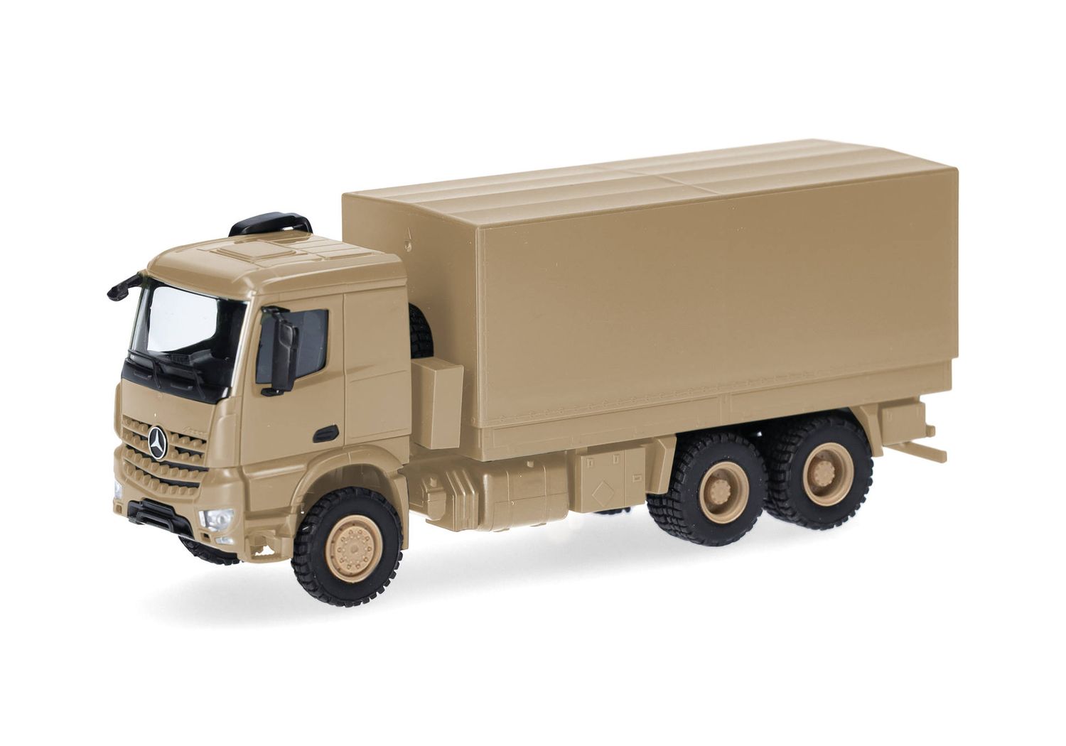 1:87 Herpa - Mercedes-Benz Arocs 6x6 Pritsche/Plane, sandbeige undekoriert