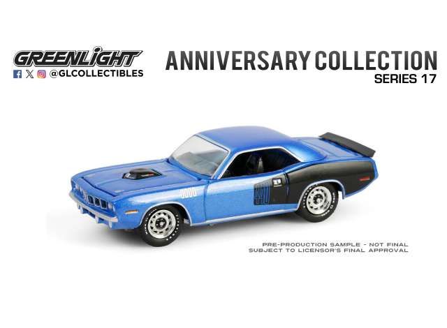 1:64 Greenlight - 1971 Plymouth 'Cuda 440 6bbl Shaker- 'Cuda 60th Anniversary *Anniversary Collection series 17*, blue