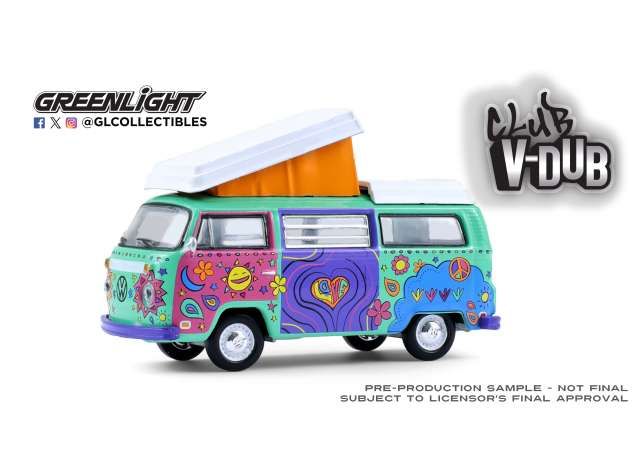 1:64 Greenlight - 1973 Volkswagen Type 2 Westfalia Campmobile - Music Festival Van *Club Vee-Dub Series 21*