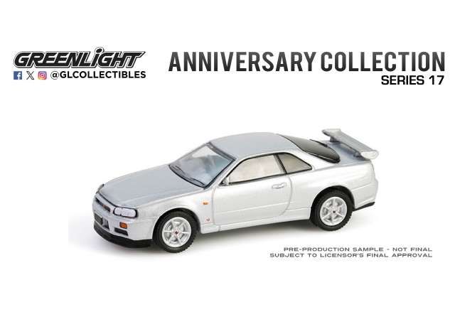 1:64 Greenlight - 1999 Nissan Skyline V-Spec (R34)- 25th Anniversary *Anniversary Collection series 17*, sonic silver