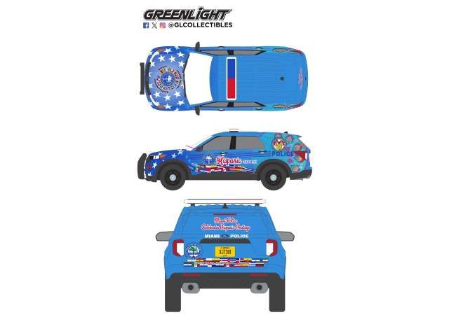 1:64 Greenlight - 2022 Ford Police Interceptor Utility Miami Police Department Hispanic Heritage Month Tribute *Hot Pursuit *