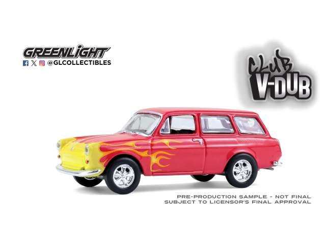 1:64 Greenlight - 1963 Volkswagen Type 3 Panel Van – Flames *Club Vee-Dub Series 21*