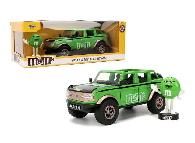 1:24 Jada Toys - 2021 Ford Bronco with M&M's Green figure 1:24 Jada Toys - 2021 Ford Bronco with M&M's Green figure