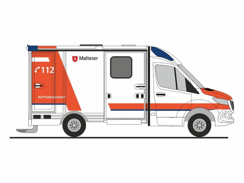 1:87 Rietze - System Strobel RTW, 2018, Malteser Simmerath 1:87 Rietze - System Strobel RTW, 2018, Malteser Simmerath