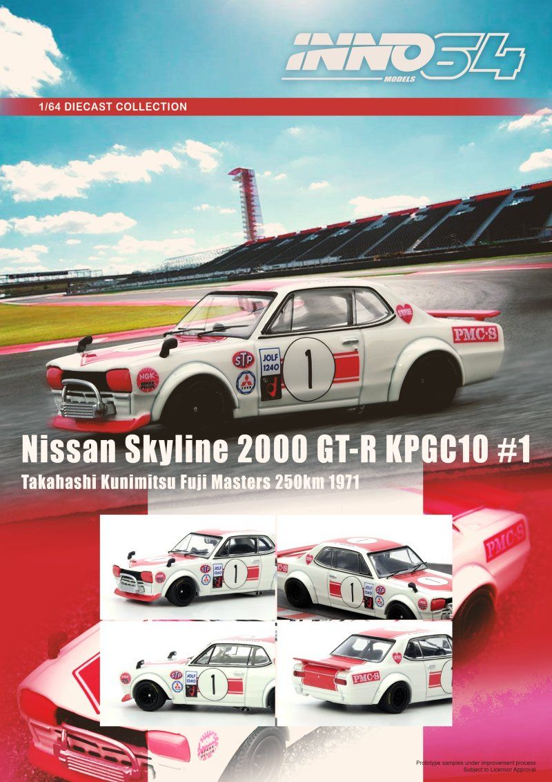 1:64 Inno64 - 1971 Nissan Skyline 2000 GT-R KPGC10 #1 Takahashi Kunimitsu Fuji Masters 250Km