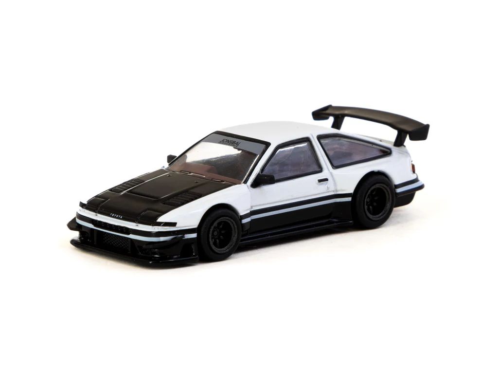 1:64 Tarmac - Toyota Sprinter Trueno AE86 Widebody by Jon Sibal, white/black *Tarmac Cards*