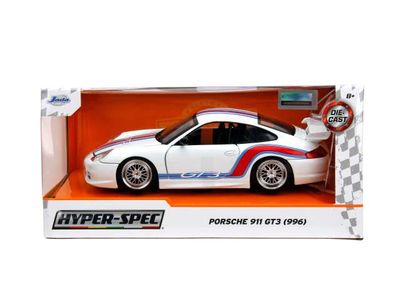 1:24 Jada Toys - Porsche 911 GT3 (996.1) *Hyperspec*, white/blue/red 1:24 Jada Toys - Porsche 911 GT3 (996.1) *Hyperspec*, white/blue/red